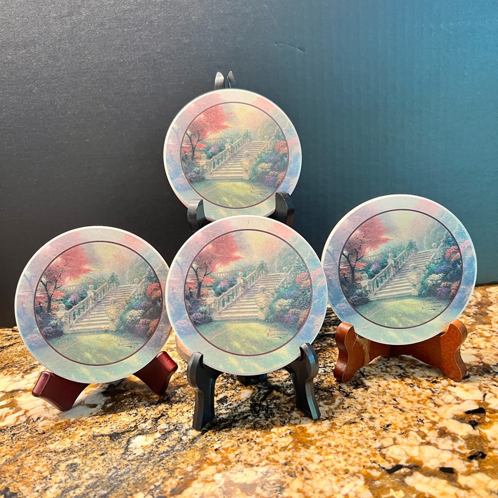 Thomas Kincaid Set Of Four Artistic  Beverage Coasters